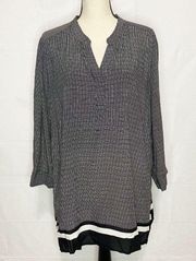 Cynthia Rowley Blouse Size 2X 100% Rayon Polka Dotted Top 3/4 Sleeve