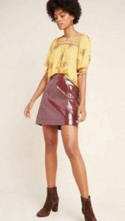 Anthropologie Maeve Patent Leather Mini Skirt 8