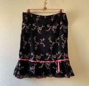 Vintage 90s y2k embroidered floral fit and flare skirt size large