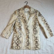 Neiman Marcus Animal print Ivory Beige Brown Tan Women's Snake Python blazer