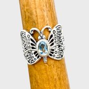 Butterfly’s Hope Genuine Blue Topaz & Solid  Ring - Sz 6