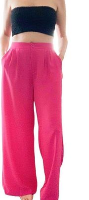 NWT Hot Pink Wide Leg Casual Pleated Trousers