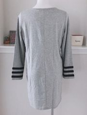 Mind Matter Lounge Dress Long Sleeves Grey Black Stripes Size L NWT $69.99