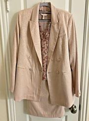 HOUSE OF HARLOW Double‎ Breasted Jacquard Blazer in Light Pink Size M