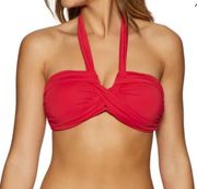 SEAFOLLY Red Bandeau Halter Bikini Top Size 8