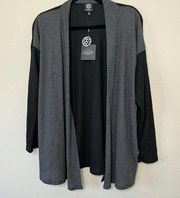 Bobeau Womens Colorblock Waffle Knit Open‎ Cardigan Charcoal Black Small