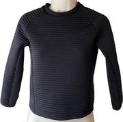 LAYER 8 Quick Dry Ribbed Pullover Black Activewear Sweatshirt Top ~ Womens MED