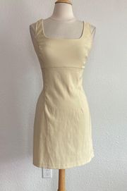 Vintage 90’s Pastel Yellow Sleeveless Solid Sheath Dress