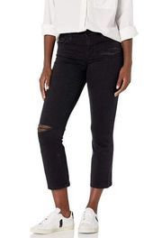 WILLIAM RAST Junior's 24 Black Mid-Rise Cropped Bootcut Jeans Distressed