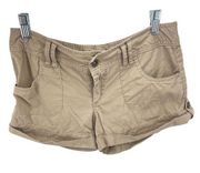 Dollhouse Womens Crazy Sexy Cool Shorts Cuffed 100% Cotton Summer Tan Size 5