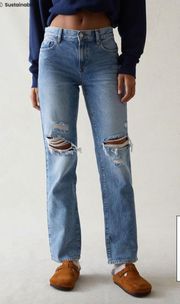 Eco Light Blue Ripped Boyfriend Jeans