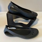 Crocs black ballet flats with cutouts sz 8