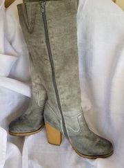 ME TOO Soho Maxine Steel Blue Tall Suede Knee High Zip Up High Heel Boots 7.5M