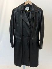 DKNY Black Leather Trench Jacket