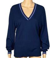 PETER MILLAR dark navy “Marlene Tipped V-Neck Sport Golf Sweater”. Size XL. EUC