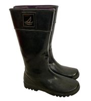 Sperry Black Rubber Tall Rain Boots Sz 7