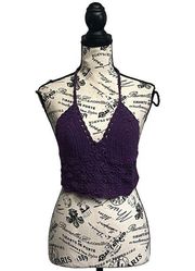 Womens Purple Crochet Handmade Festival Boho Gypsy Outdoor Crop Top One Size