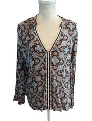 O'Neill Shirt Top Blouse Women's Medium Floral Long Sleeve V Neck