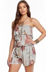 NWT Chaser Strapless Heirloom Shorts Romper In Vintage Floral