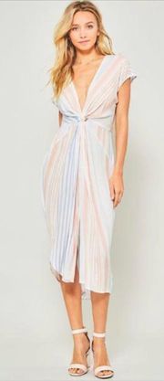 Promesa By the Sea Blue Striped MIDI Dress