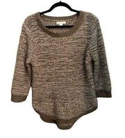 Womens John Paul Richard hi low popcorn sweater in two toned gray. 3/4” sleeves