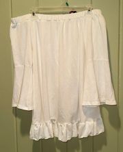 White Flowy Off The Shoulder Top With Ruffle Trim And Back From Glitzy Girlz Boutique NWT