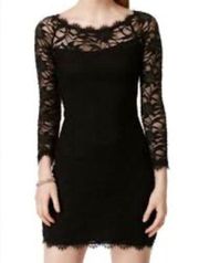 Jump Long‎ Sleeve Illusion Lace Slim Pull-On Dress Size Small