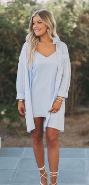 Blue Dress With Button down Shirt