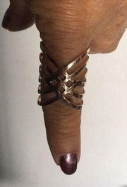New Criss Cross Open weave Gold Ring size 8