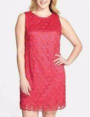 Eliza J Polka Dot Lace Crochet Sleeveless Sheath Dress Pink 10