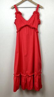 Never A Wallflower Malia Maxi Dress Size XS Coral Pink Cotton Ruffle Sundress