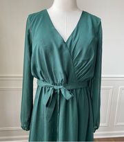 JJs House Dark Green Chiffon Long Sleeve Formal Gown Dress Prom Bridesmaid 10