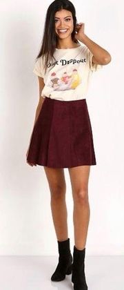 BB Dakota Kimber Faux Suede Skirt Aubergine Size 10