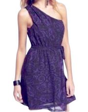 One Shoulder Purple Black Dress Small