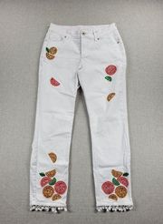 Hydraulic Womens Jeans Size 4 White Nolita Curvy Crop Straight Citrus Applique