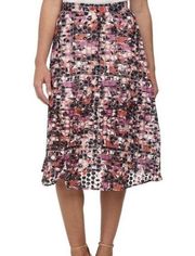 Sam Edelman Stripe Floral Embroidered Organza Skirt