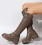 Christine Shell Paris Genuine Leather Y2K Chunky Combat Moto Boots 6