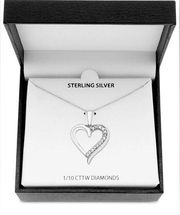 Macy’s Diamond Heart 18" Pendant Necklace (1/10 ct. t.w.) in Sterling Silver