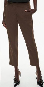 Babaton Brown Crepe Crop Trouser Pull On Pants Womens Size 10