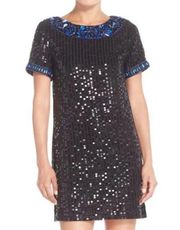 CeCe by Cynthia Steefe Black and Navy Formal Cocktail Mini Sequin Dress Size 4