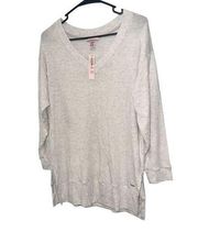 Victorias secret v neck heather grey pullover stretchy sweater size M nwt A14