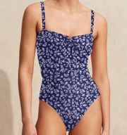 : Peony Ruched Floral-Print Stretch Swimsuit