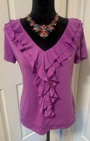 East 5th Purple Ruffle V-Neck Top