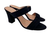 Halogen Della Black Suede Slide Heeled Double Strap Sandals Women's Size 12M