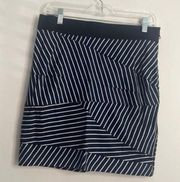 Cynthia Steffe Navy Blue Multi Striped Bodycon Pencil Skirt