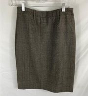 Cabi 388 Plaid Glenn Brown Knit Pencil Skirt Women's  Size 8