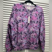 SUNDRY Mod Floral Sweatshirt in Bright Orchid size 2 ( medium) NWT