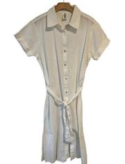 Becca Swim Cover Womens Large White Maxi Button Up Waist Tie Cabana Cover-Up NEW