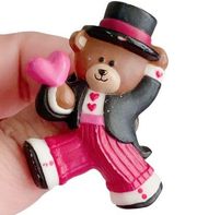 1986 Hallmark cards TUXEDO TEDDY BEAR W/ HEART Valentine Pin Brooch