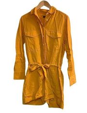 Rag & Bone Luna Romper Marigold Gold Collar Button Drawstring Cuff Small SAMPLE